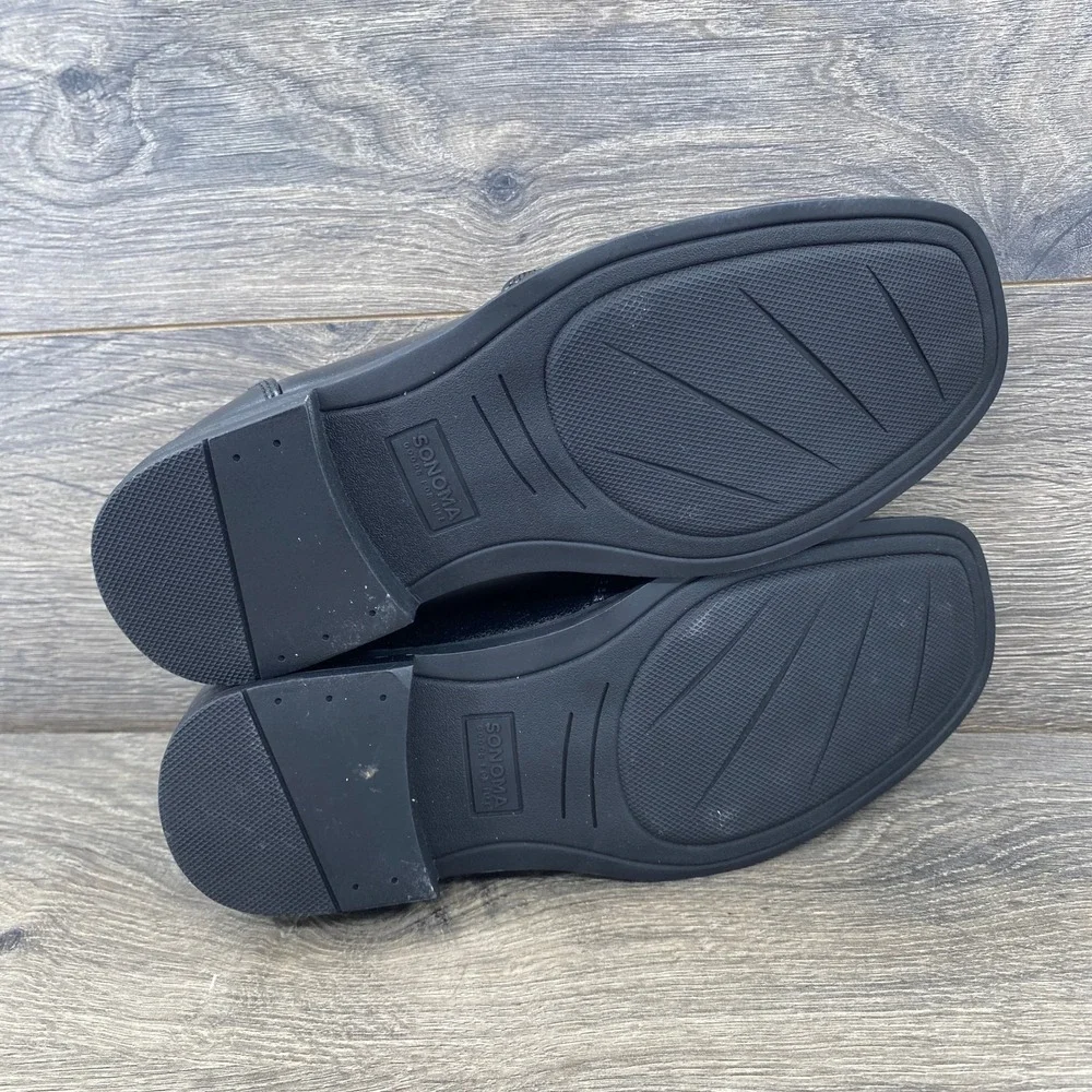 Kohls Boys Black Slip On Dress Shoes Square‎ Toe Memory Foam SNCRISTOPHER Size 4